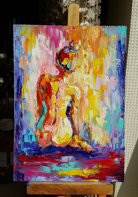 Beautiful morning - oil painting, nude, erotic, body, woman, woman body