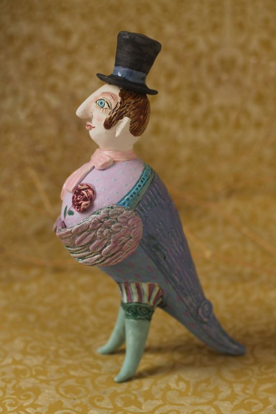 Funny bird II. Ceramic sculpture
