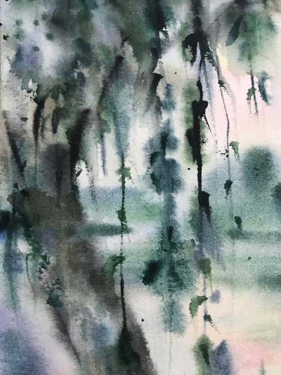 Old pond. one of a kind. original painting. gift.