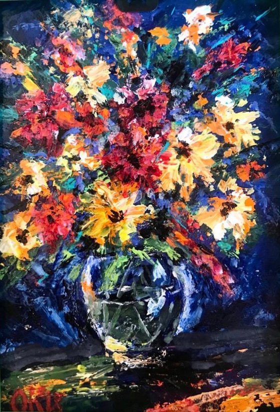Flowers in a Glass Vase No. 1 (Miniature)