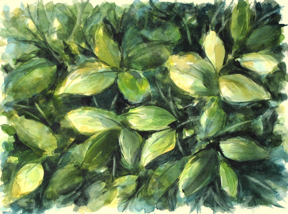 Impressionistic Botanical Watercolour By Fabienne Monestier, 16 X 12, Foliage, Original Artwork