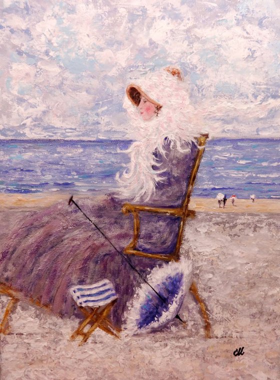 The woman on the seashore../free shipping in USA