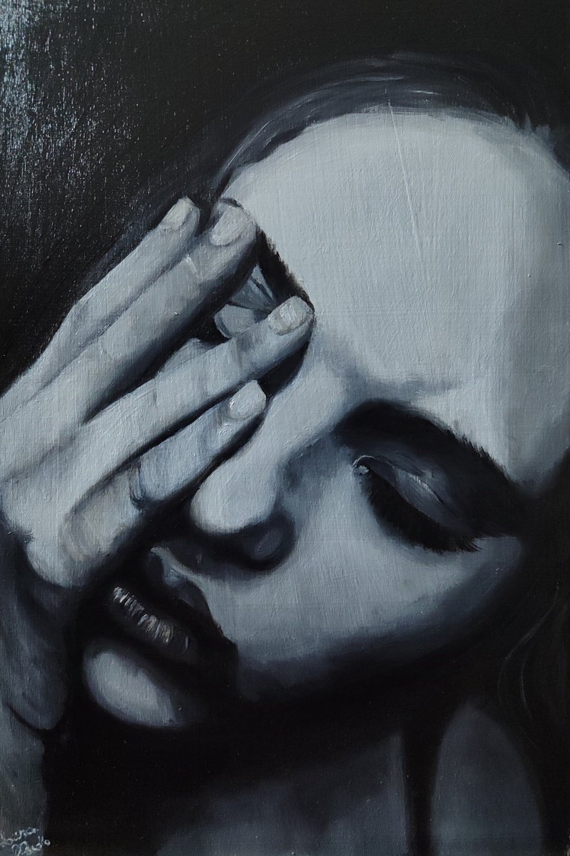 Photorealistic Portrait Oil Painting By Laura Muolo, 8 X 12", Prelude #6, Original Artwork