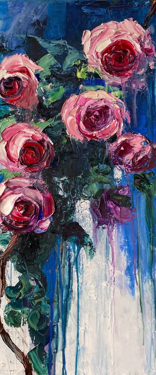 Flowing Roses in Blue II by Mily Art