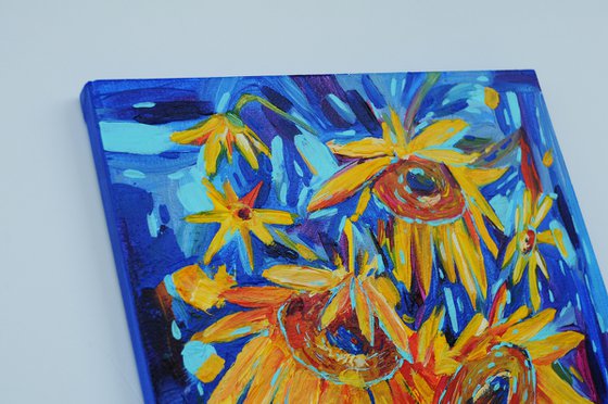 Sunflowers in vase acrylic painting