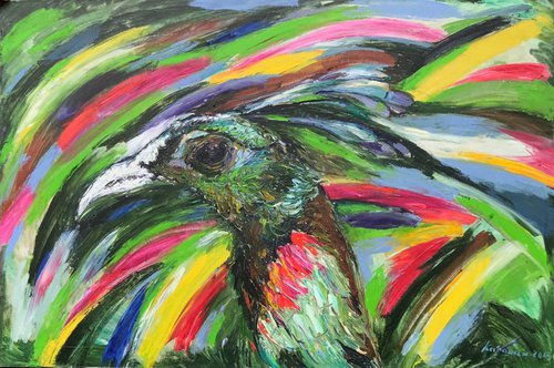 TROPICS. BIRD -  animal art, large size, original oil painting, interior art by Karakhan