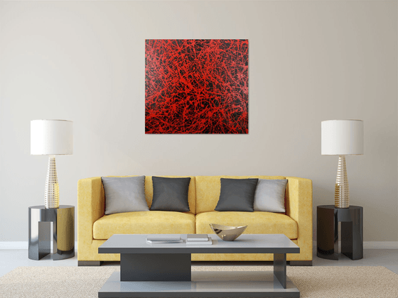 Extra large abstract artwork  (red and black)