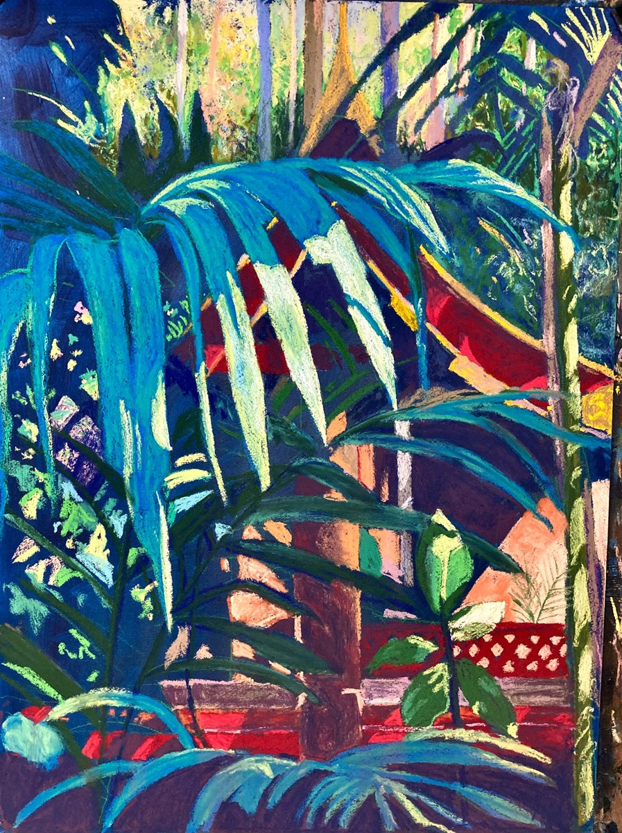 Impressionistic Landscape Pastel Drawing By John Cottee, 22 X 30, Temple In The Trees, Original Artwork