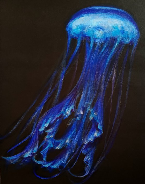 Original acrylic painting of jellyfish