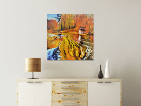 Golden time. Large abstract Oil Painting