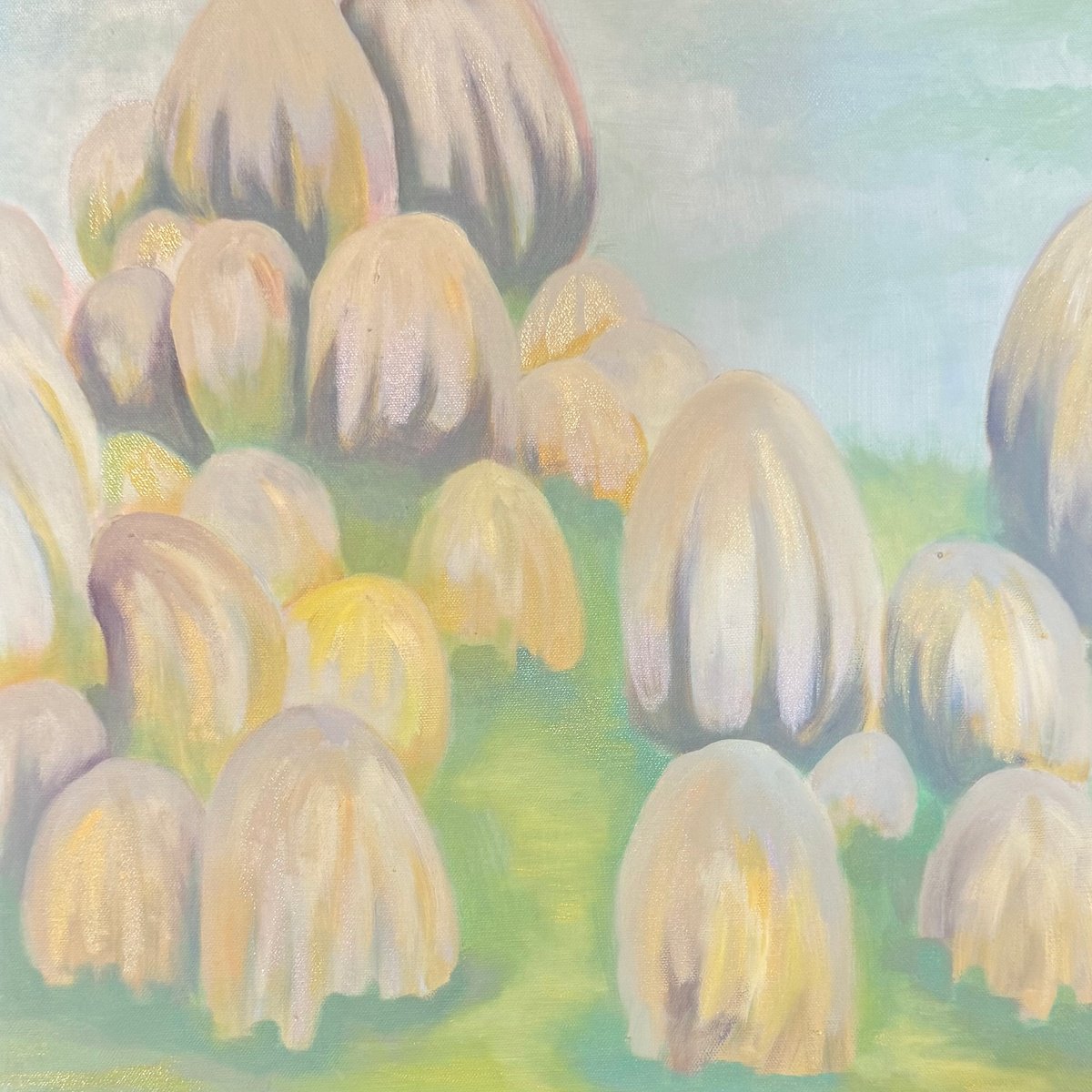 Impressionistic Botanical Oil Painting By Chao Wang, 18 X 18, Fungus From The North, Original Artwork