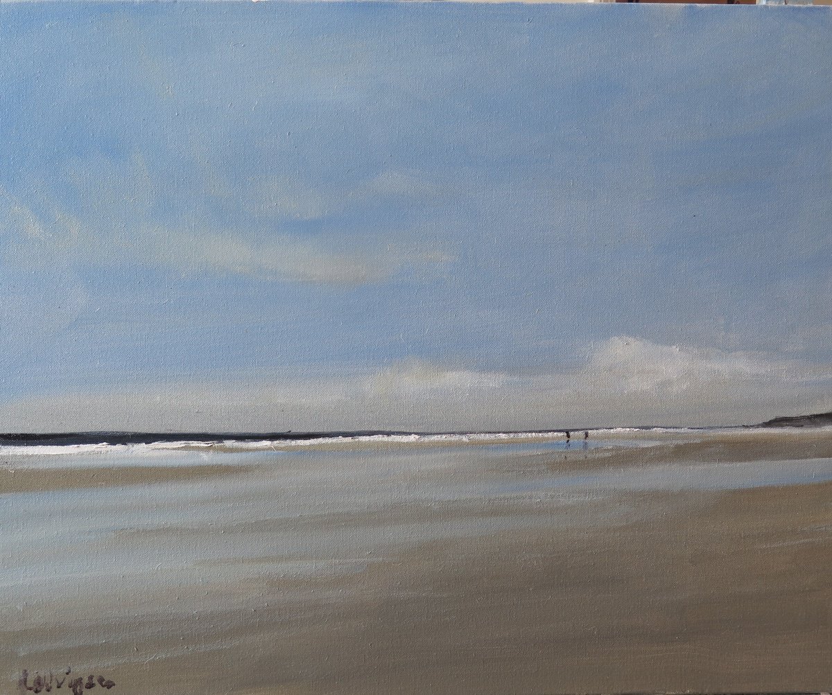 Impressionistic Landscape Oil Painting By Malcolm Ludvigsen, 30 X 24", Winterton Beach, Norfolk, Original Artwork