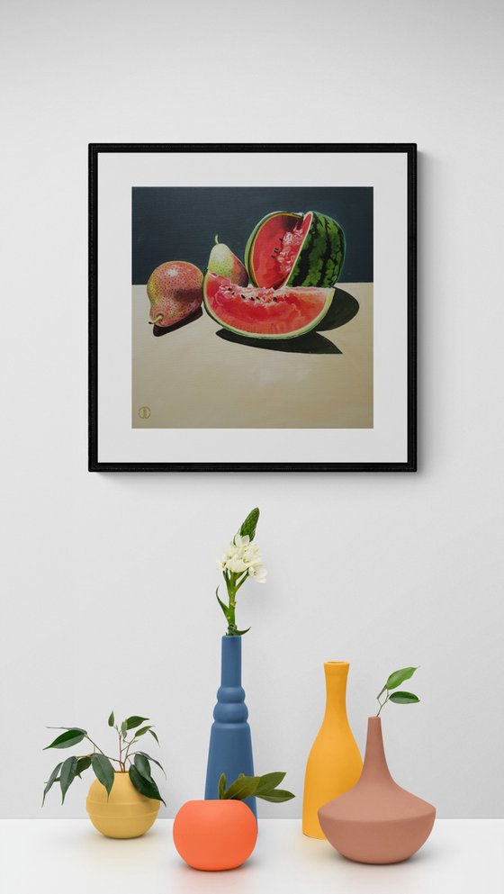 Still Life Watermelon And Pears