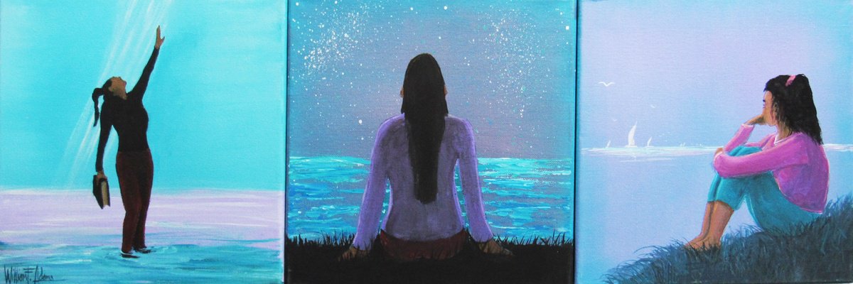 Impressionistic Portrait Acrylic Painting By William F. Adams, 30 X 10", Inspirational Art #33, Original Artwork