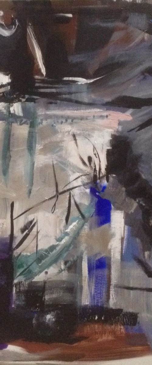 Blue Abstract acrylic 100x100 by Sylvie Dodin