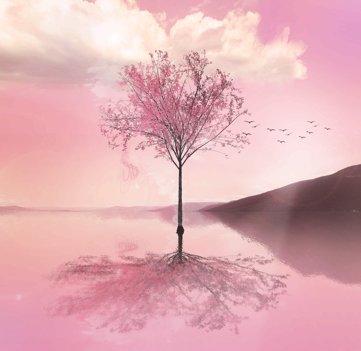 Surrealistic Landscape Print By Vanessa T Stefanova, 20 X 20", Autumn Tree, Original Artwork