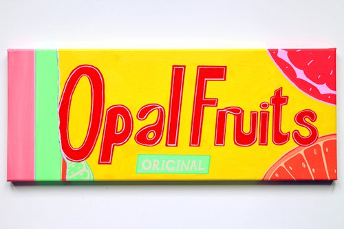 Opal Fruits Retro Sweets Pop Art Painting On Canvas by Ian Viggars