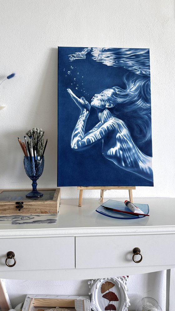 Mermaid's Kiss – Underwater Female in Blue