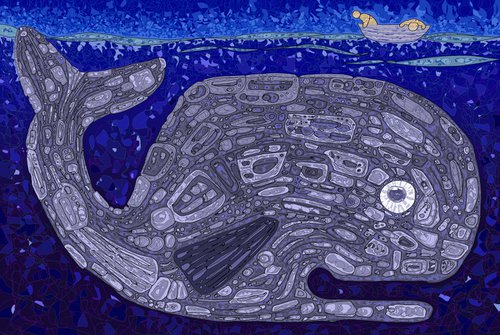 GREAT GREY WHALE large canvas by Mark Lloyd Williams