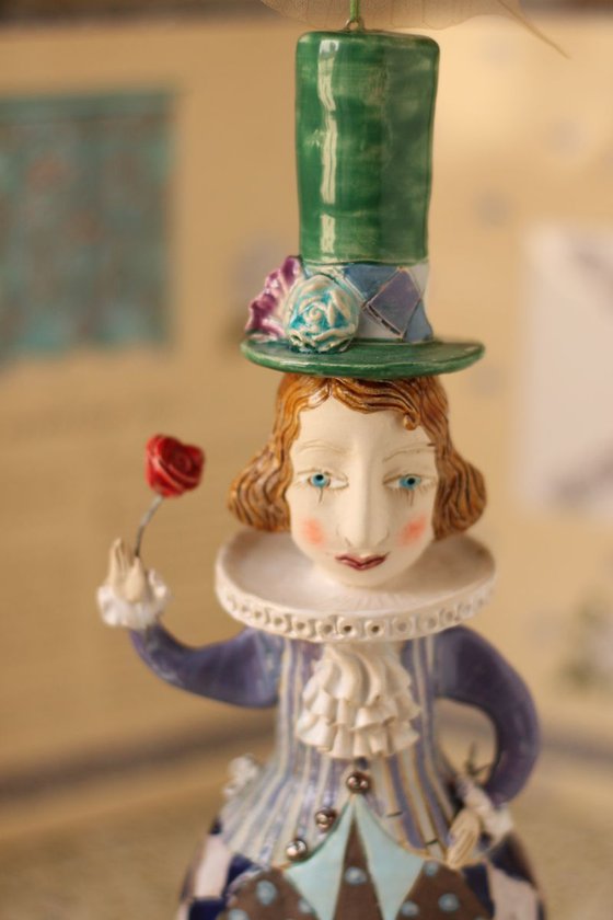 Clown with a rose, wall object by Elya Yalonetski