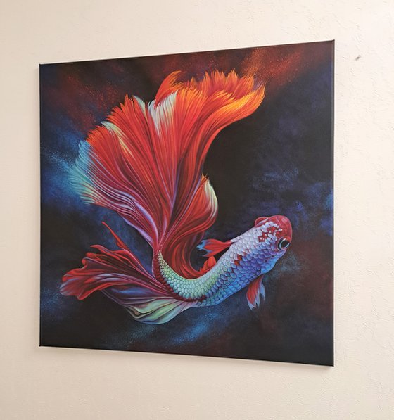 "Magic fish", on black background