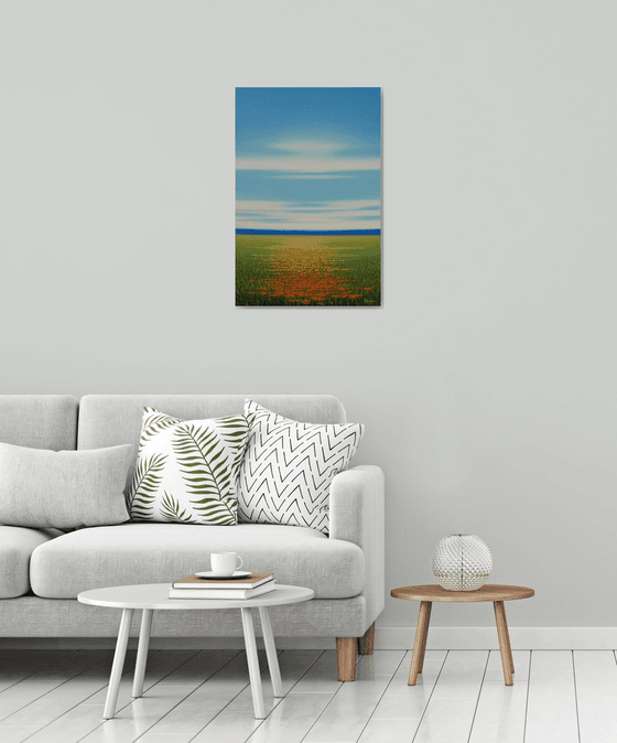 Spring Flower Field - Blue Sky