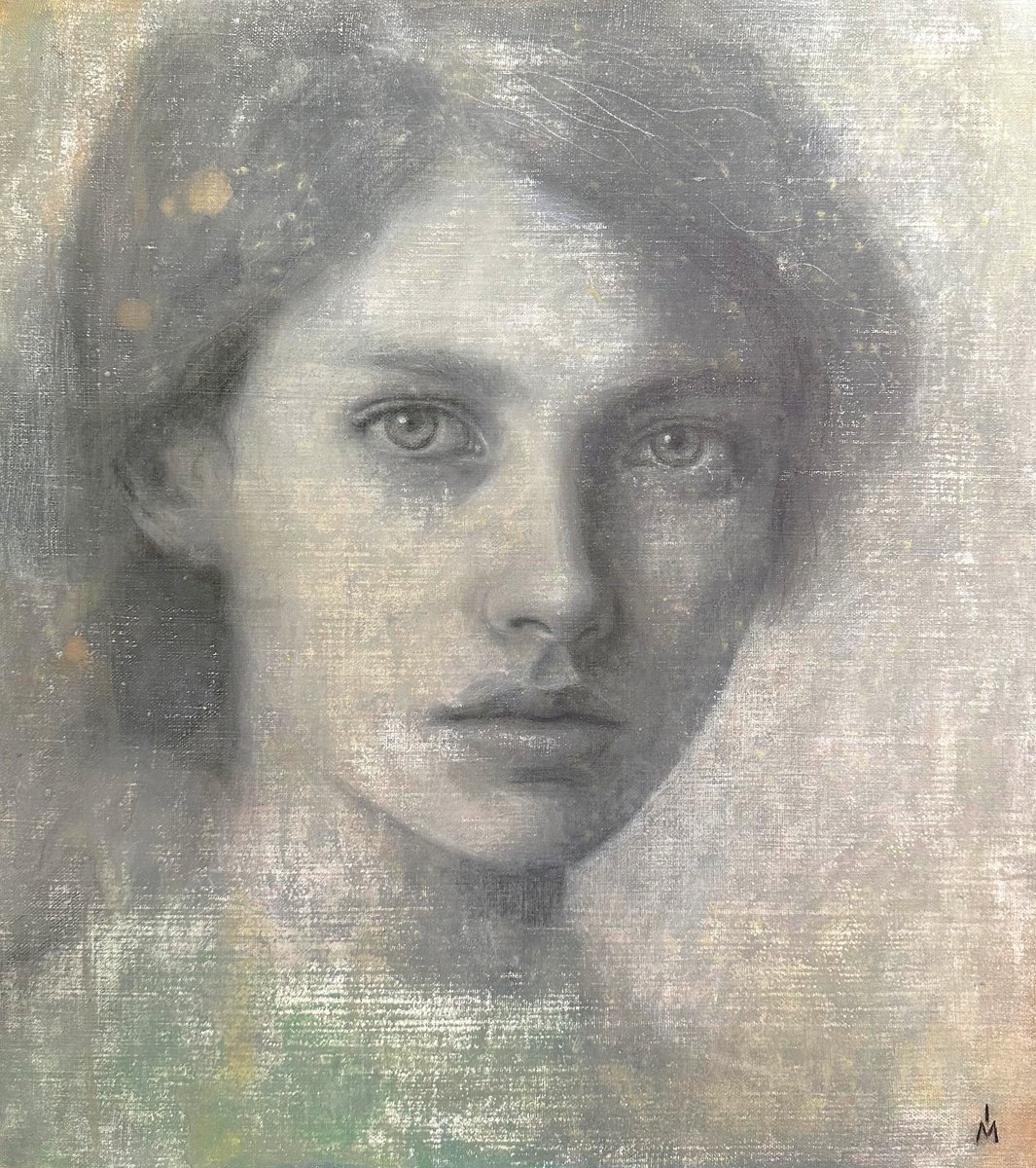 Surrealistic Portrait Painting By Margarita Ivanova, 18 X 20", Ghost Of The Future, Original Artwork