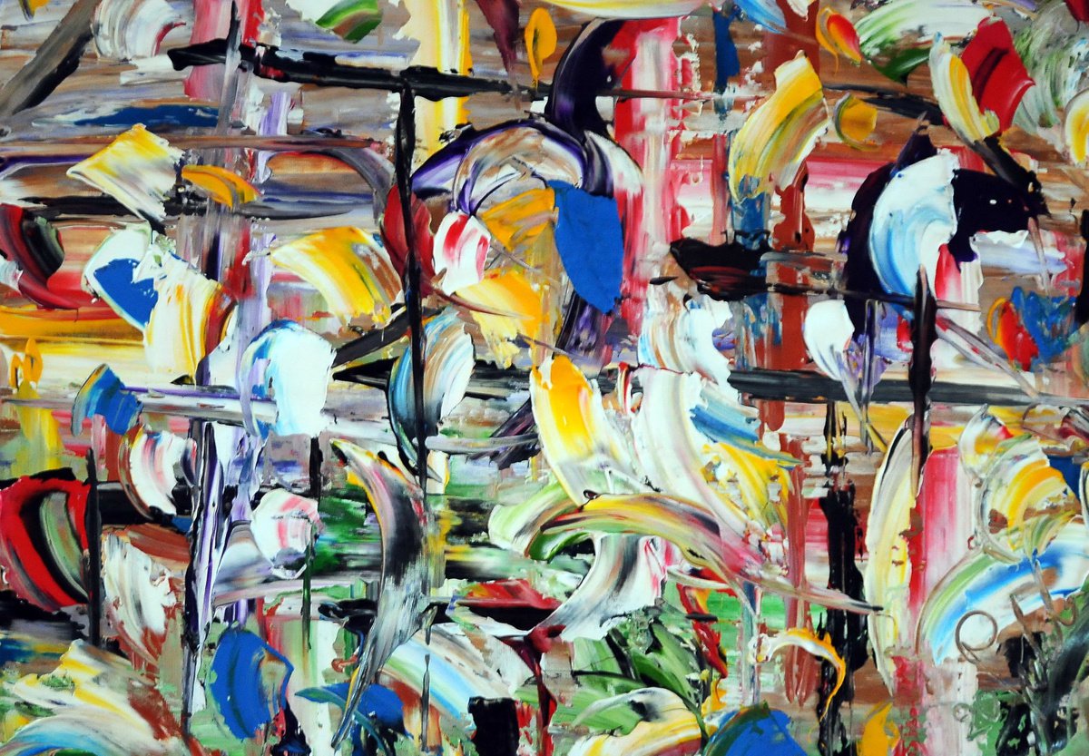 Abstract Acrylic Painting By Antonino Puliafico, 37 X 26, La Meta, Original Artwork