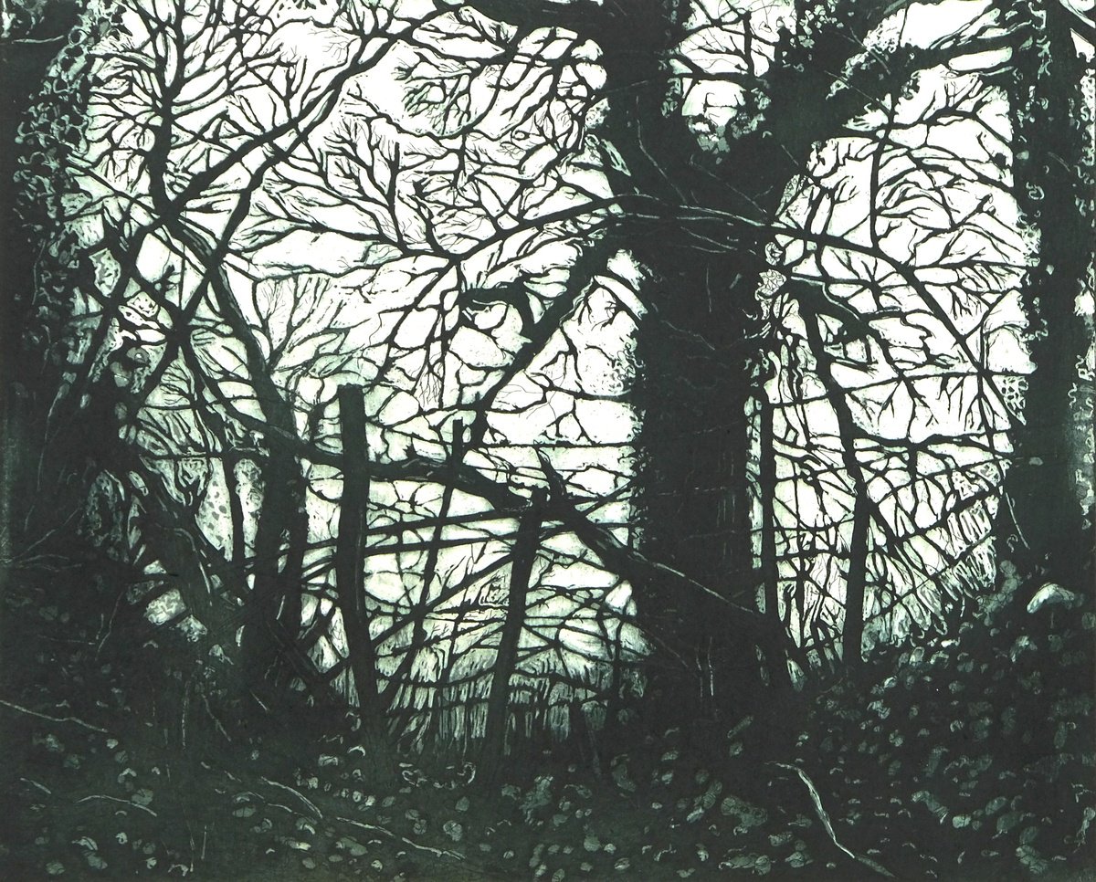 Impressionistic Landscape Etchings & Engravings By Peg Morris, 14 X 12", Tangled Ii, Original Artwork