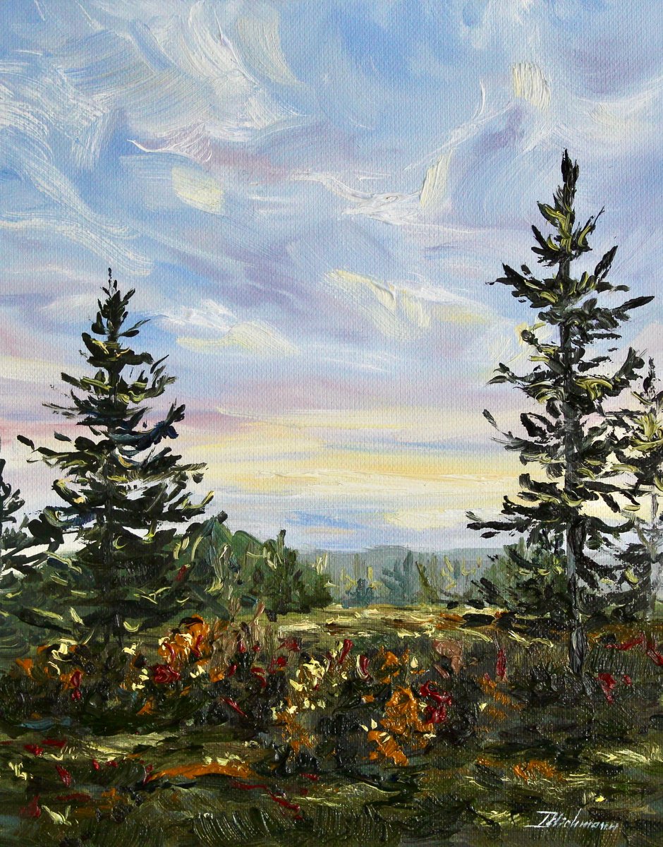 Impressionistic Landscape Oil Painting By Liza Illichmann, 9 X 12", Late Summer, Original Artwork