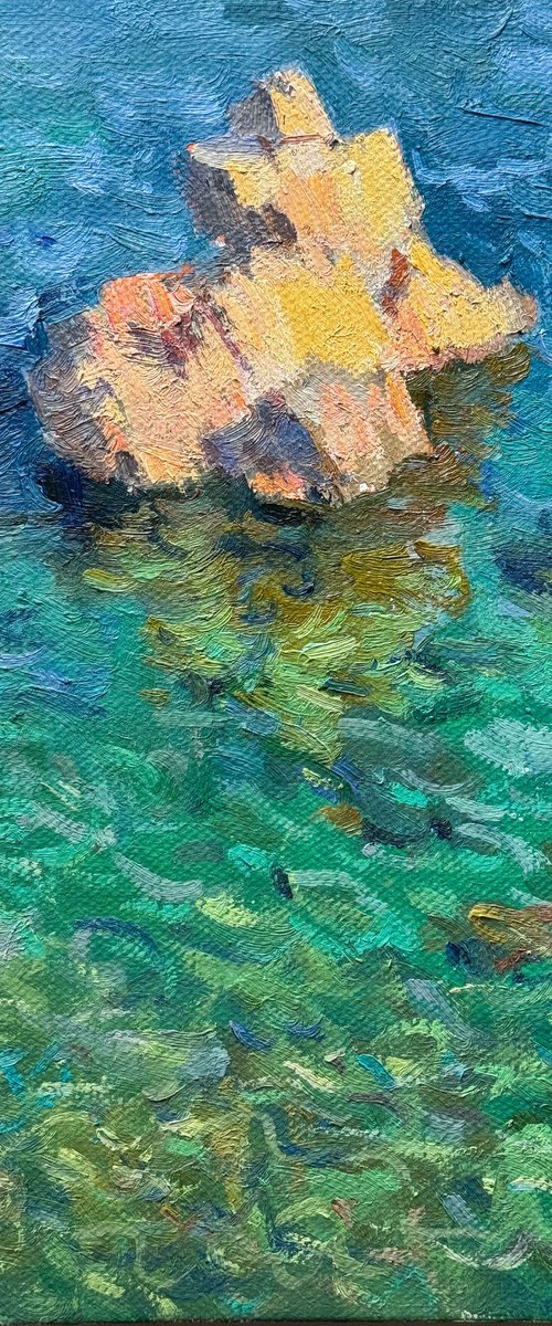Rock in Emerald Water by Nataliia Nosyk