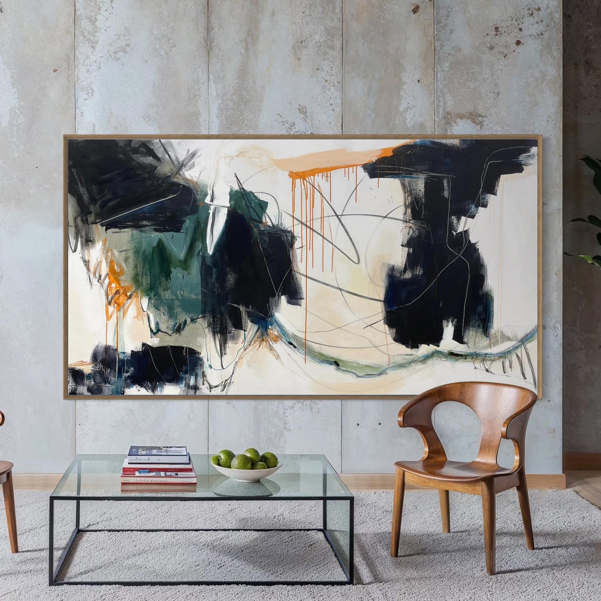 Expressive Abstract Acrylic Painting By Cheryl Harrison, 87 X 47, Rescue Me, Original Artwork