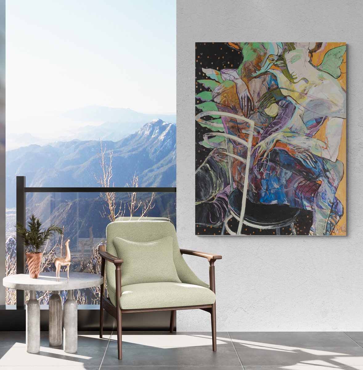 Abstract Oil Painting By Yelena Ralina, 43 X 55", I Dream About You, Original Artwork