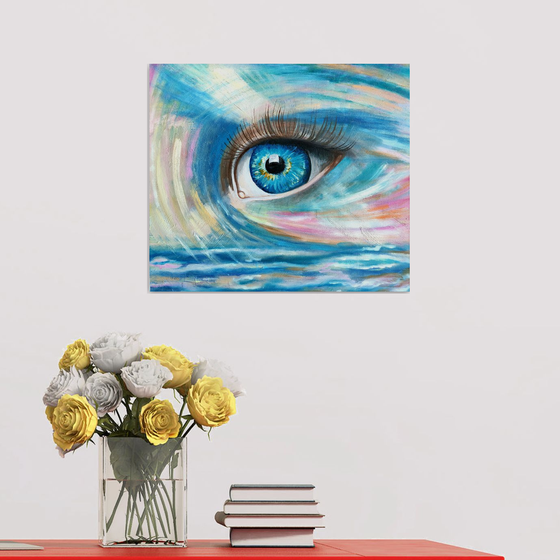 Gaze, Eye Painting Original Art Esoteric Artwork Occult Wall Art