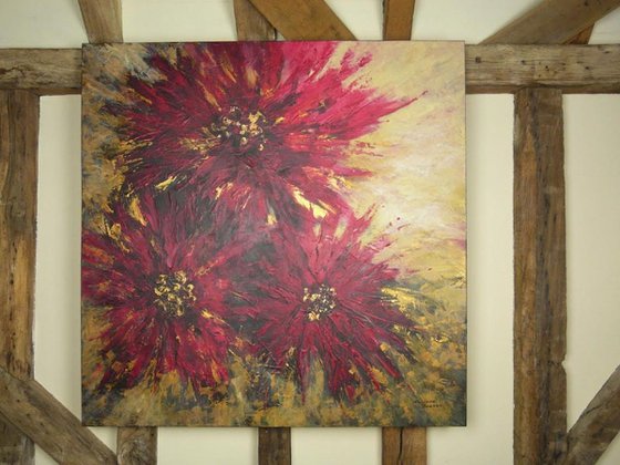 Pink Flowers  (Large, 100x100cm)