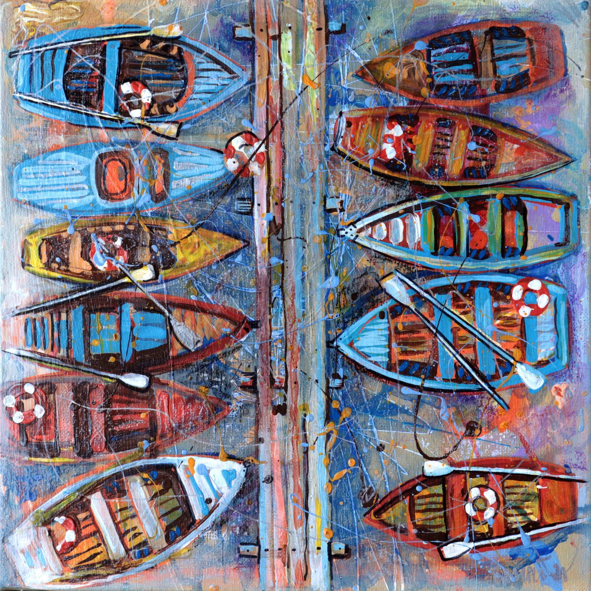 Multicolored Boats. by Rakhmet Redzhepov