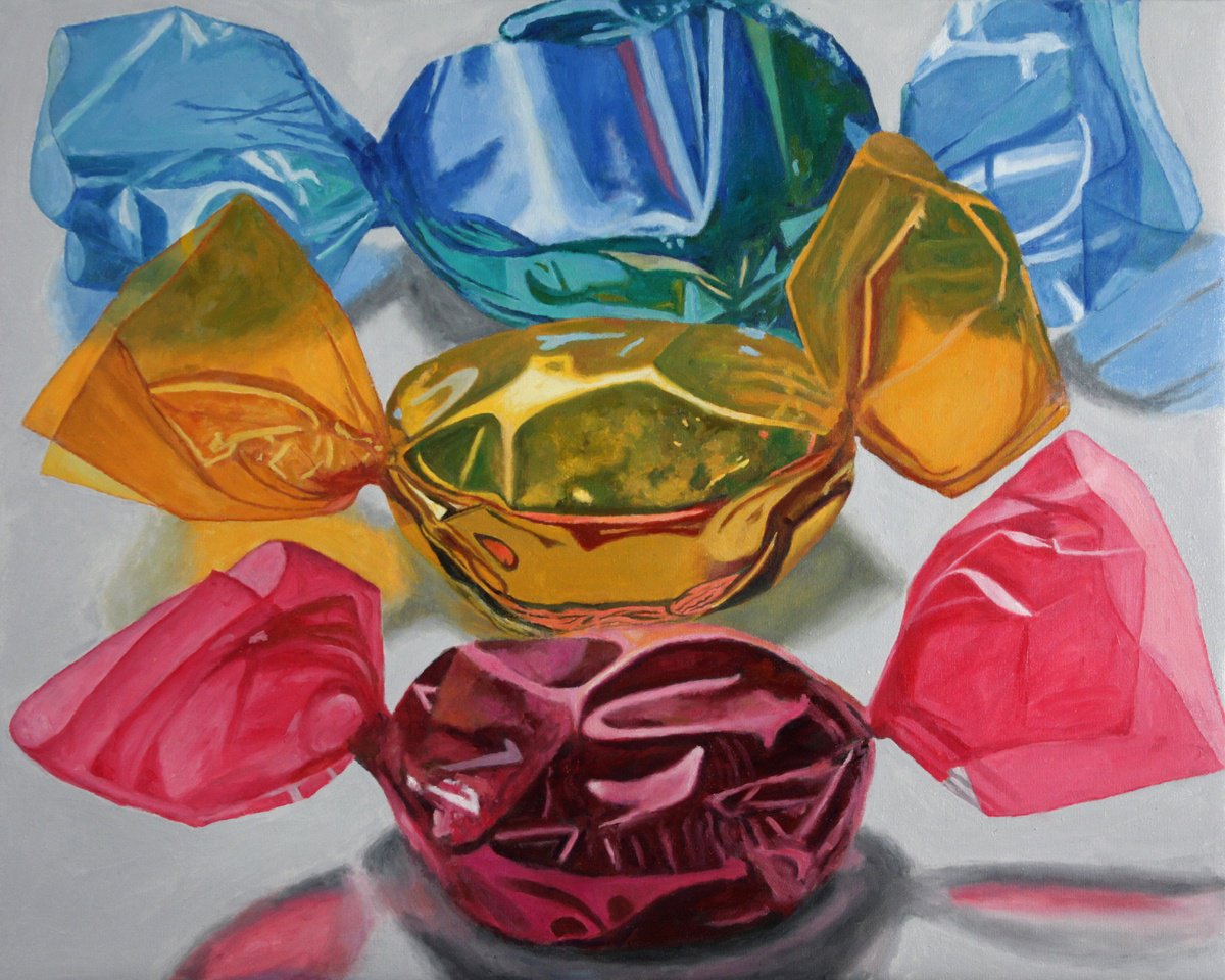 Photorealistic Still Life Oil Painting By Douglas Newton, 30 X 24, One To Three, Original Artwork
