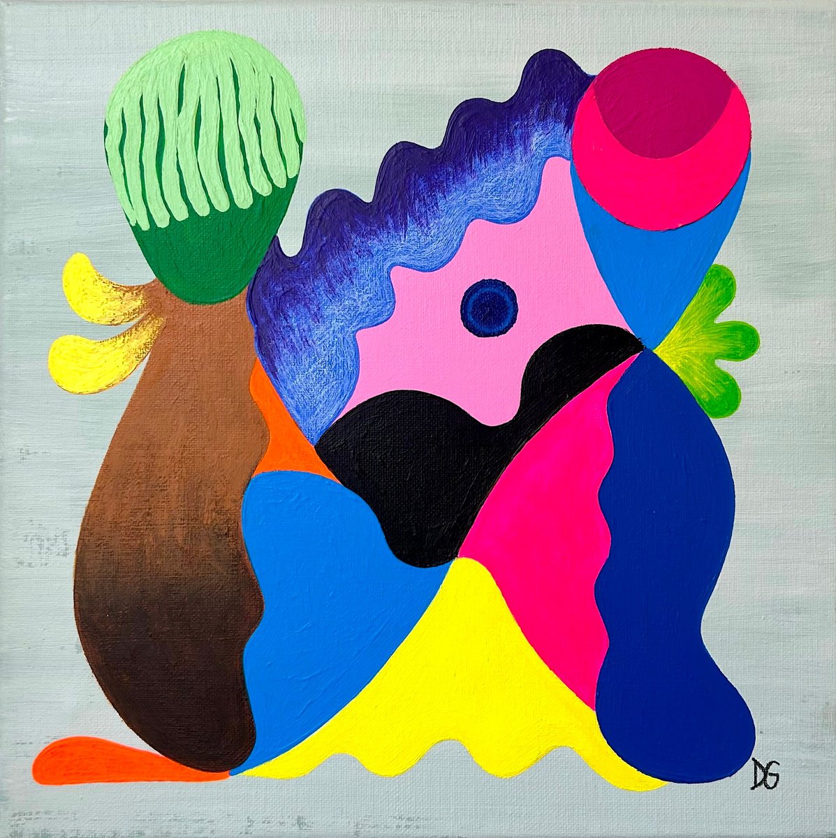 Organic Portrait Acrylic Painting By Daniel Goodman, 13 X 13, Undercooked Mountain Duck, Original Artwork