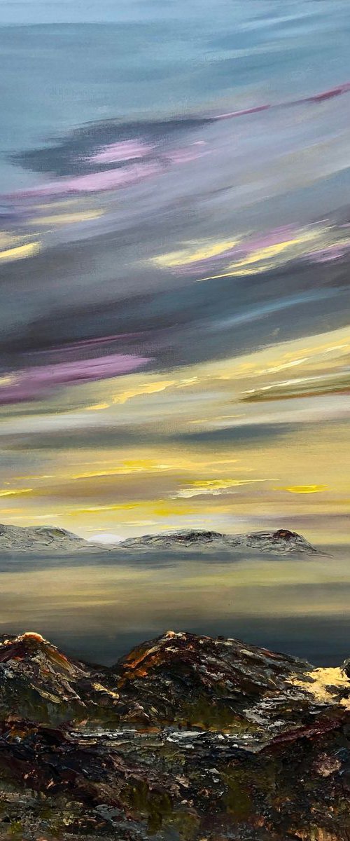 Lulworth Cove on a large textured canvas by Marja Brown