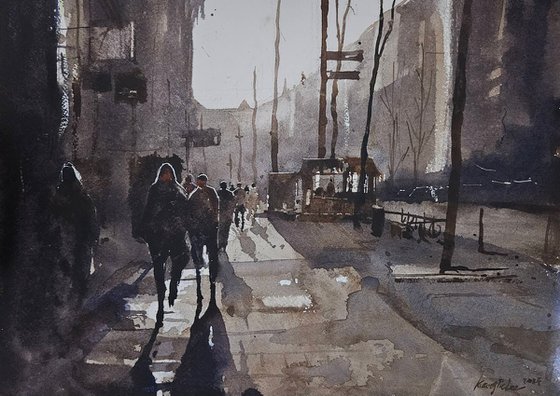 out in street
