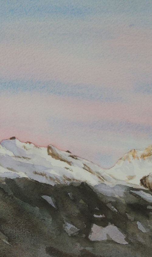 Sunset in Nendaz by Krystyna Szczepanowski