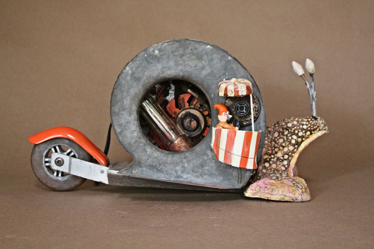 Urban And Pop Still Life Sculpture By Ken Vrana, 10 X 9", Slimeborg, Original Artwork