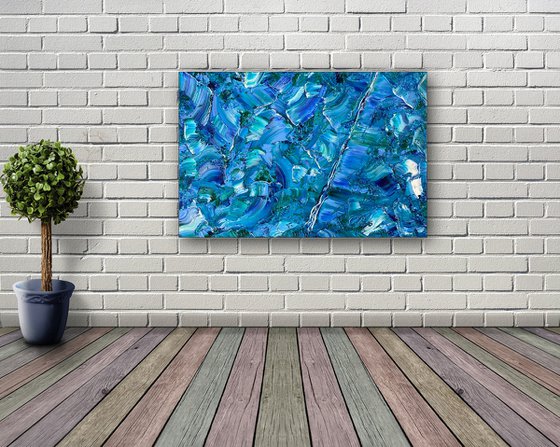 "Caught In Your Waves" - Original PMS Artwork Textured Abstract Oil Painting on Wood Panel - 24" x 16"