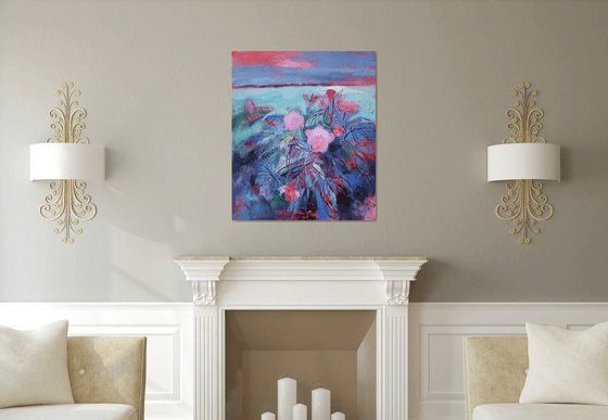 landscape with peonies