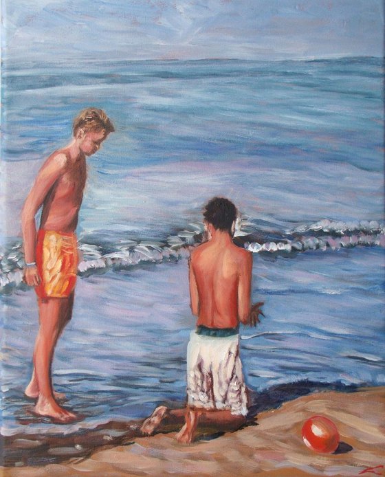 Two boys at the beach
