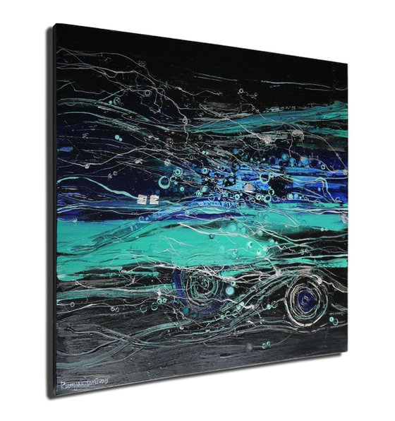 Midnight Breeze - Large Abstract 1m x 1m, ready to hang