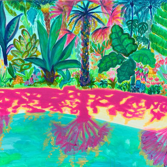 Pink Shadows By The Pool