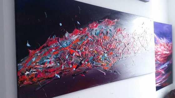 Colour Rush - Large Panoramic, XL, 120x50cm, abstract, Modern Art Office Decor Home