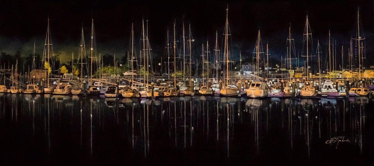 Impressionistic Landscape Oil Painting By Tetiana Tiplova, 36 X 16", Bay Of Light, Original Artwork