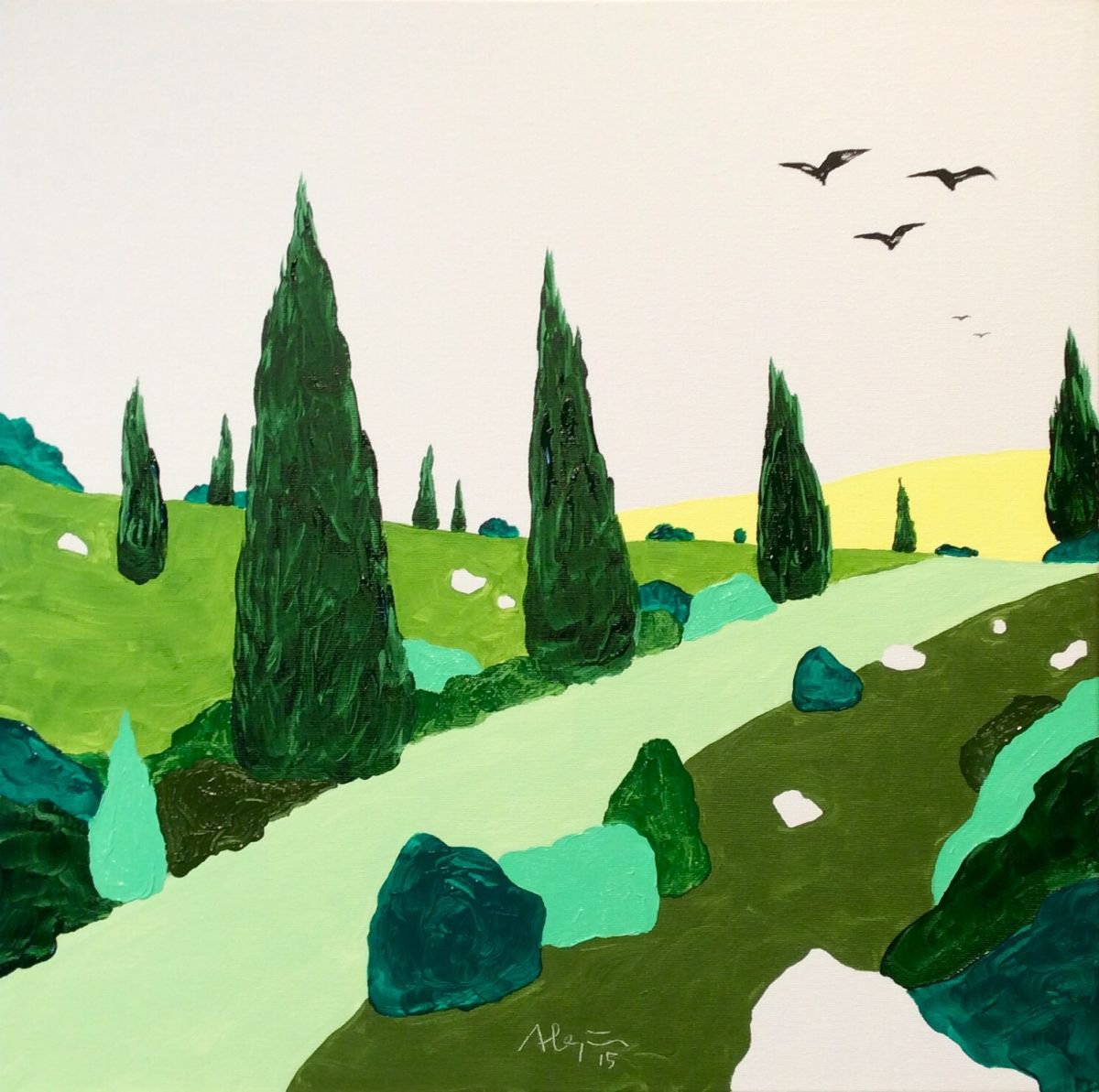 The way of cypresses. (pop, landscape) by Alejos